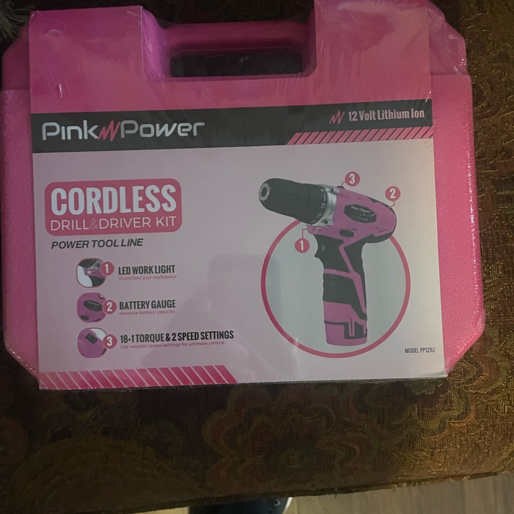 Pink powerless cordless drill